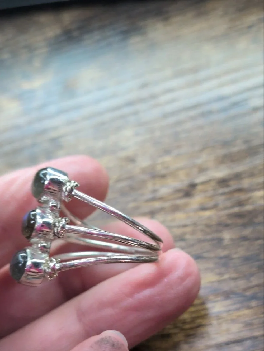 Sterling Silver Labradorite Stackable Ring Set - Blue Flash